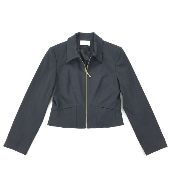 Cache Full Zip Over Jacket Size 10 Womens Black Lightweight Collared Coat L - Picture 1 of 10